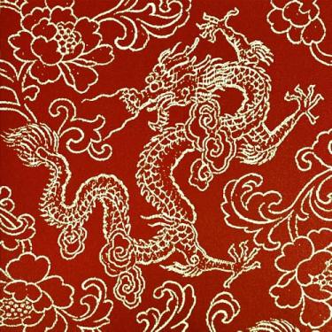 Imagem de Q QIHANG Papel de Parede Estilo Vermelho Chinês Padrão Dragão Clássico Zen Hotel Restaurante Sala de Estar Nuvens Auspiciosas Fundo de TV Papel de Parede Não Colado 20,8" (0,53 m) x 393,7" (10 m) (Dragon Pattern-2)