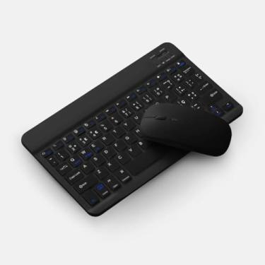 Imagem de Kit com Teclado Sem Fio Bluetooth Recarregável Com Mouse Para Tablet, notebook, pc e smartphones Novidade Não escorrega Recarregável Bateria Longa Duração- PRETO