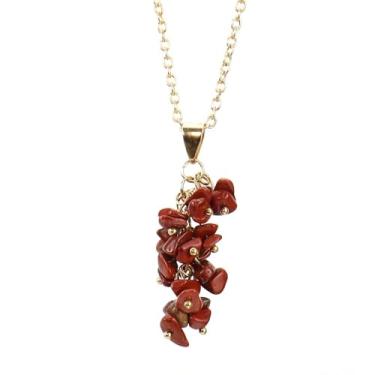 Imagem de Colar de cristal dourado com pingente de cascalho de cristal com franja de uva e pedra natural, one size, Liga de aço Cristal, Sem Pedra Preciosa