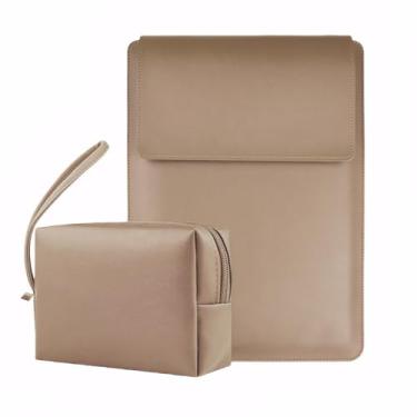 Imagem de Capa fina para laptop – compatível com notebook tablet, capa leve com bolso para acessórios, Caqui, 15-16, Moderno/justo