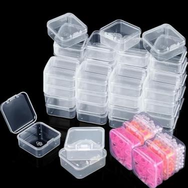 Imagem de TANEMUDO 54 recipientes de plástico transparentes pequenos com tampa articulada 4 x 4 x 2 cm caixas de armazenamento transparentes para organizar joias, miçangas, artesanato e pequenos itens