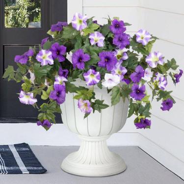 Imagem de Flores artificiais Ammyoo Spring Faux Petunias, 2 peças, roxas