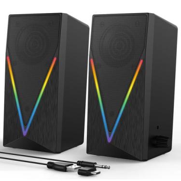Imagem de Alto-falantes de computador BUSP-HYY com luzes RGB, entrada para fone 