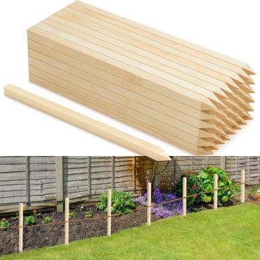 Imagem de Colingmill 48 estacas de madeira para jardim de 45 x 1,75 cm, estacas de grau e levantamento de madeira para jardim e sinalização para suporte de plantas, cerca de silte, quintal, agricultura, limites
