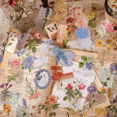 Imagem de Kit de adesivos de scrapbook de flores românticas, 180 peças, flores retrô, PET, transparentes, à prova d'água, conjunto de adesivos para lixo, diário, garrafas de água, telefone, laptop, decalques