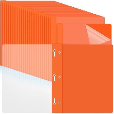Imagem de Feifeiya Pacote com 48 capas de plástico para relatórios com 3 pinos pastas de apresentação a granel, capacidade para 100 folhas, capas transparentes para apresentação de documentos, material escolar