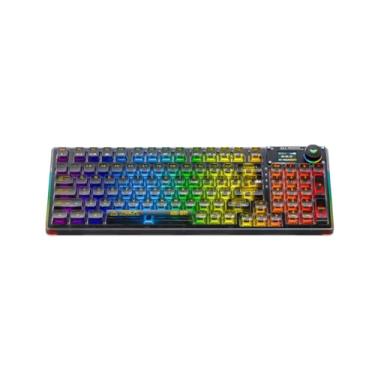 Imagem de Odpaltoy Teclado mecânico Aula F98 Pro 95% hot swappable – teclas transparentes, teclado para jogos RGB retroiluminado, Tri-Mode BT5.0/2.4G/USB-C, tela OLED, bateria de 4000 mAh, rosa (preto)