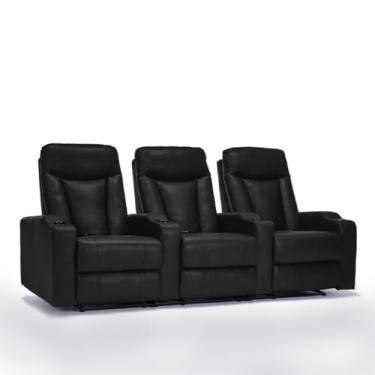 Imagem de Poltrona 3 Lugares Sala de Estar e Cinema Califórnia Elétrica Reclinável Porta Copos Entrada USB/USB-C PU Preto G94 - Gran Belo