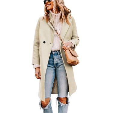 Imagem de Pea Trench Coat Tanming, mistura feminina de lã trespassada