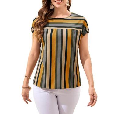 Imagem de Blusa feminina Floerns de manga curta casual para negócios amarela S