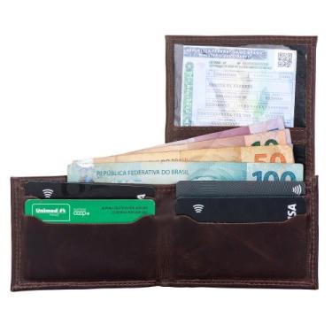 Imagem de Carteira Masculina de Couro Legitimo Pequena Formato em L Porta Cartão