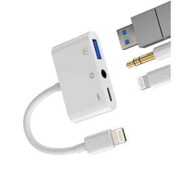 Imagem de Carregador Lightning para USB de 3,5 mm, adaptador 3 em 1 para Apple para iPhone 14 13 12 11 Pro MAX para iPad, cabo conversor, fones de ouvido, adaptador OTG, fone de ouvido auxiliar, carro, dongle