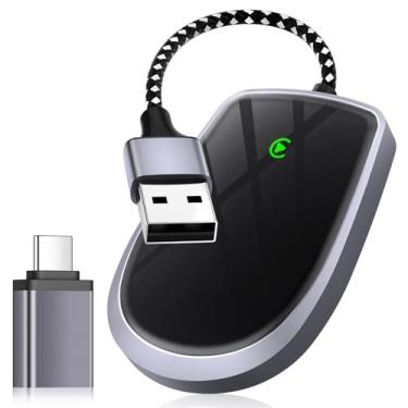 Imagem de Adaptador CarPlay sem fio para Apple iPhone, para adaptador de reprodução de carro com fio para sem fio, conector USB A e C, compatível com veículos CarPlay com fio OEM e iOS 10+