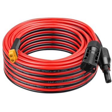 Imagem de XRDS -RF Cabo solar para XT60 12 AWG 30FT - cobre estanhado, fio fêmea solar XT60 resistente para painel solar, bateria e estação de energia, baixa resistência e resistente ao calor