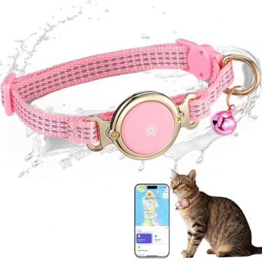 Imagem de Coleira de gato impermeável para gatos com Apple Find My (apenas iOS), coleiras leves para gatinhos, rastreador GPS oculto para gatos, gatinhos (23 a 33 cm), etiquetas de ar, coleira de gato com linha