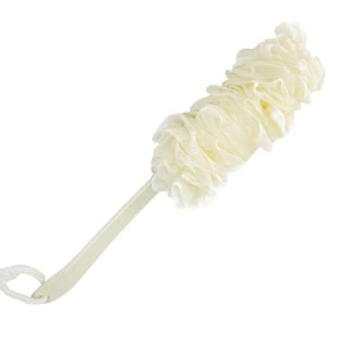 Imagem de Esponja de Banho Esfoliante com Cabo Longo Antiderrapante - Limpeza Corporal e Alcance das Costas (Bege)