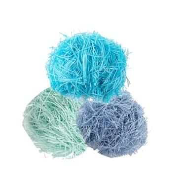 Imagem de Lukdin Papel reciclável multicolorido desfiado grama de Páscoa – Cesta ecológica e enchimento de caixa de presente para decorações de festa de Páscoa (azul)