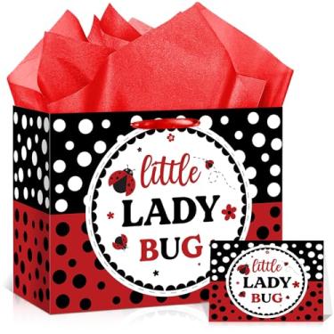 Imagem de Peconal Bolsa de presente de aniversário para chá de bebê Ladybug Little Miss Love Bug