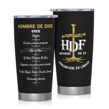 Imagem de FUWERMON Presentes cristãos espanhóis para homens, presentes religiosos católicos para homens, canecas de viagem de formatura de aniversário cristão, presente inspirador, presente de versículo da