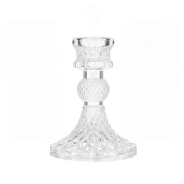 Imagem de Kit 2 Porta Castiçal De Vidro Porta Velas Enfeite Decoração Suporte De vela Cartiçal Mesa Candelabro(1 CASTIÇAL)