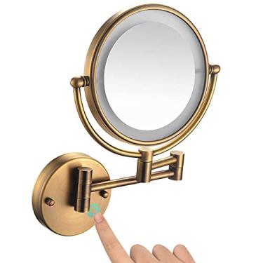 Imagem de LMJYU Espelho líder de banheiro, espelho amplificador de 20 cm 3 vezes, espelho de maquiagem montado na parede, espelho dobrável, espelho de parede expansível de rotação de 360 graus dupla face