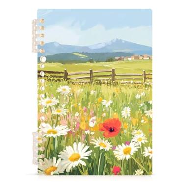 Imagem de Burbuja Caderno Meadow Wildflowers, papel pautado universitário A5 com 60 folhas, fichário para escritório, 1 pacote