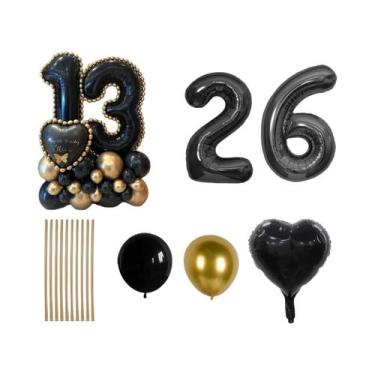 Imagem de Conjunto De Balões De Alumínio Em Forma De Coração Preto Para Decoraçã