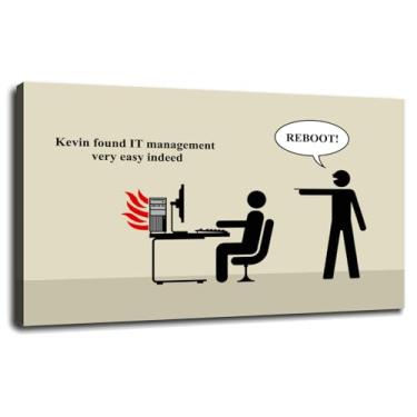 Imagem de 9010 Impressão em tela engraçada escritório computador pôster arte de parede para casa 1 peça decorações com moldura 33.0 cm x 20.3 cm