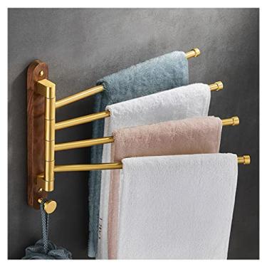 Imagem de Toalheiro giratório giratório de madeira para banheiro e cozinha, toalheiro giratório de madeira de nogueira