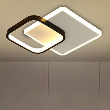 Imagem de Lustre Moderno LED 3 Cores - Bivolt 110/220V, Luz de Teto para Corredor, Sala de Estar, Quarto e Cozinha, Versátil e Econômico (EstiloB/Quadrado(110V-220V))