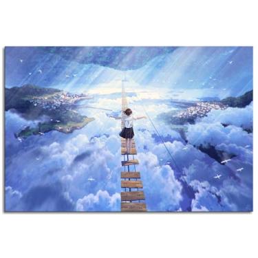 Imagem de Anime Girls Impressão em Tela Ponte Paisagem Poster Arte de Parede Para Casa 1 Peça Decorações Noframed 45.7 cm x 30.5 cm