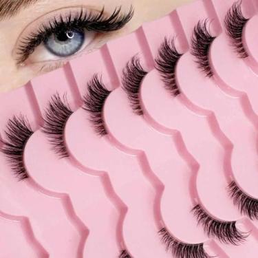 Imagem de Cílios Postiços Meio-Olho (Cat-Eye) 9 Pares Com Faixa Transparente, Ma