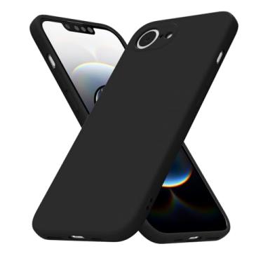 Imagem de uvcoat Capa de silicone para iPhone 16e, capa fina de gel de borracha macia para mulheres e meninas, linda capa de telefone TPU fosco com proteção total da câmera, design simples minimalista, preta