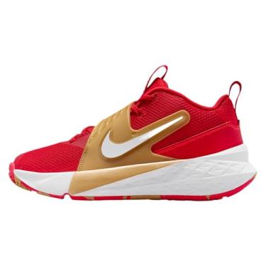 Imagem de Nike Team Hustle D 12 Tênis de basquete infantil grande (University Red/Metallic Gold/Bright Crimson/White), University Red/White-Metallic Gold, 5.5 Big Kid