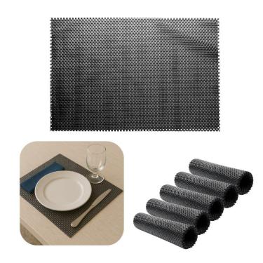 Imagem de 6 Lugar Americano Retângulas Mesa Preto Pvc Antiderrapante Sousplat 45x30cm Lyor