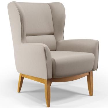 Imagem de Poltrona Fixa Base De Madeira Milena D02 Linho Bege C-107