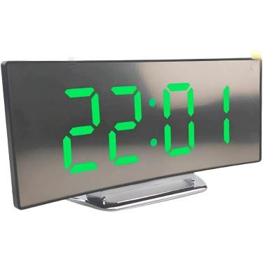 Imagem de Relógio Digital De Mesa Curvado Espelhado Despertador - Moderno E Minimalista