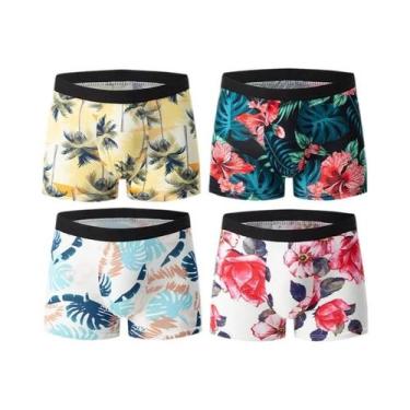 Imagem de Cuecas Boxer Florais Confortáveis E Respiráveis Para Homens plus Size,