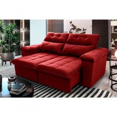 Imagem de Sofá Retrátil Reclinável Verona 2,00m Suede Velut Vermelho Molas No Assento - King House