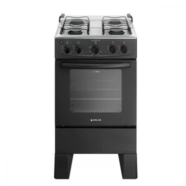 Imagem de Fogão 4 Bocas Preto Com Mesa Inox Atlas Milão Plus Preto Bivolt