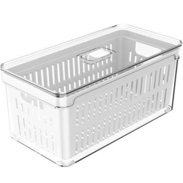 Imagem de Organizador De Geladeira Com Escorredor Interno 5L Caixa Plástica Para