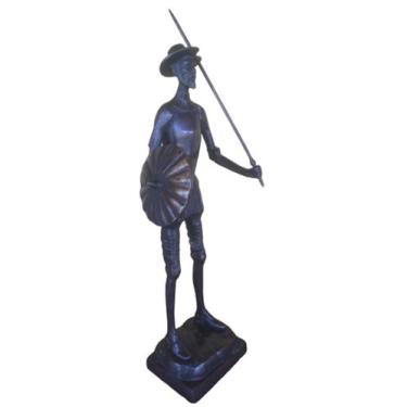 Imagem de Dom Quixote Em Bronze Oxidado Estatueta Miguel De Cervantes