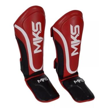 Imagem de Caneleira de Proteção Muay Thai Kickboxing Prospect Vermelha Preta MKS