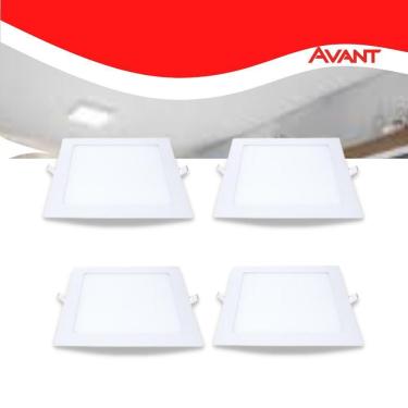 Imagem de Kit 4 Painel LED Plafon Embutir 12W Quadrado Branco Quente