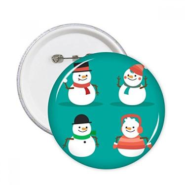 Imagem de Merry mas Snowman Festival Padrão Alfinetes redondos Emblema Botão Decoração Acessório 5 peças