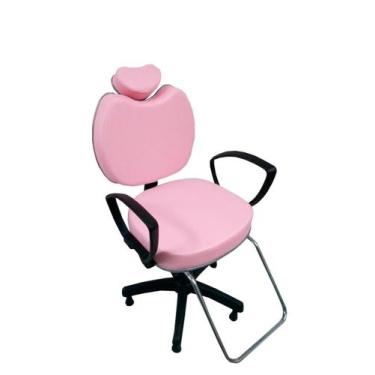 Imagem de Poltrona Cadeira Para Salão Cabeleireiro Maquiagem Rosa Bebê - Bueno C