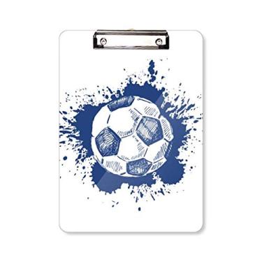 Imagem de Ink Cartoon Football Blue Soccer Prancheta pasta, bloco de escrita A4