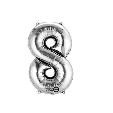 Imagem de Regina 106466.5, Balão Metalizado Super Shape Número 8 Pack, Prata