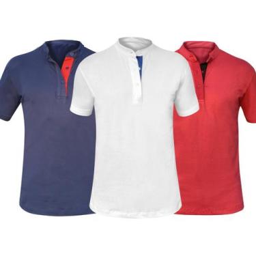 Imagem de Kit 3 Camisetas Gola Padre Masculina Linha Premium Com Elastano - MT C