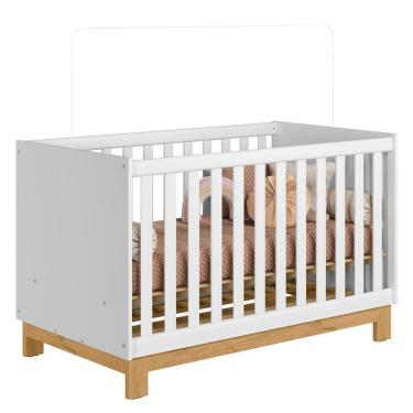 Imagem de Berço Americano Mini Cama Slim Q Encanto com Grade de Proteção em MDF Branco para Colchão 70x130 cm